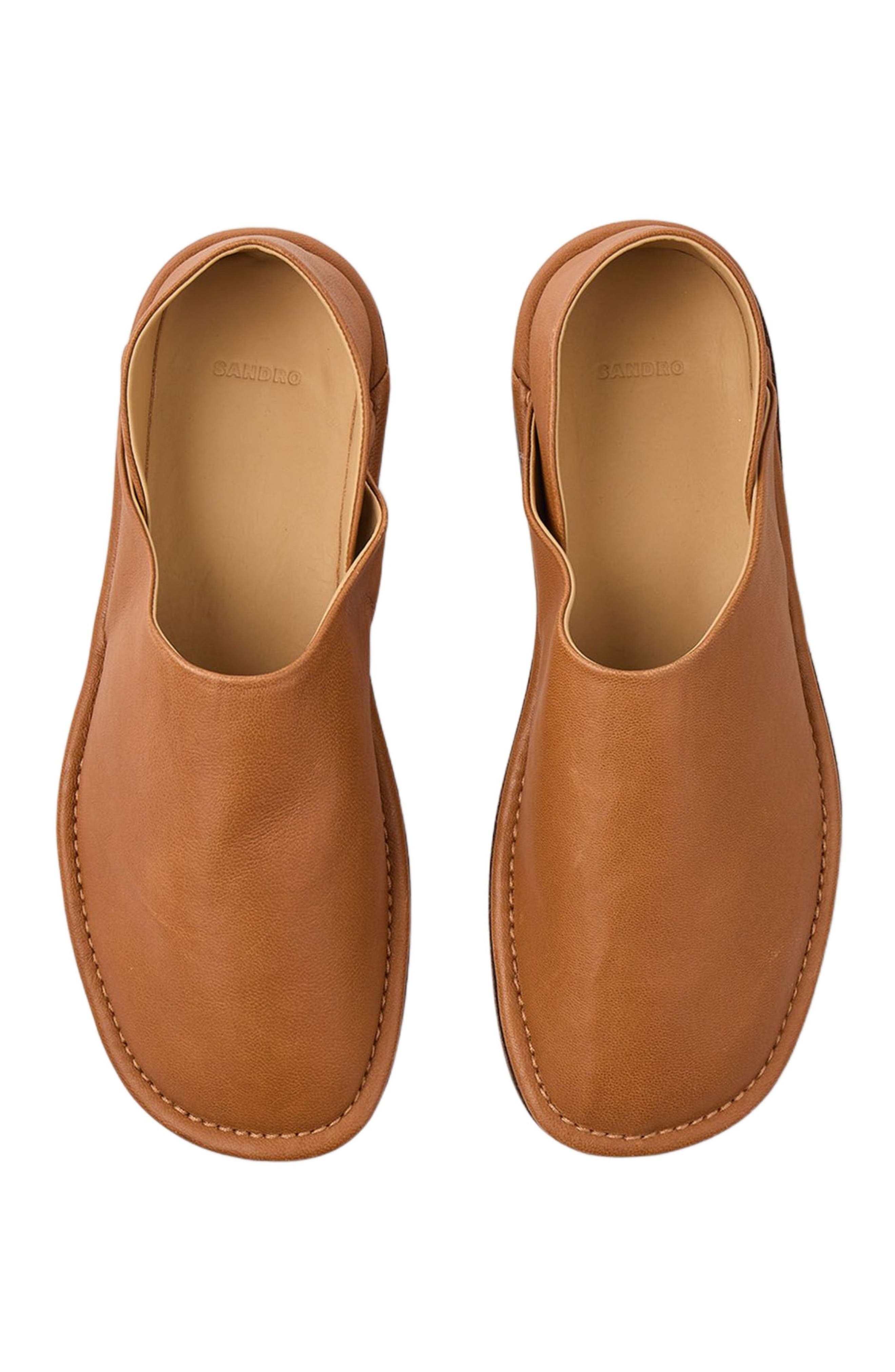 SANDRO Grained leather slippers, Alternate, color, 