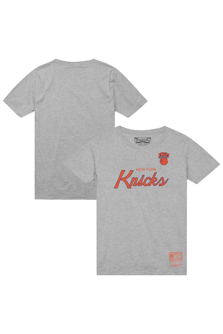 Men's Mitchell & Ness  Heather Gray New York Knicks Big & Tall Hardwood Classics Vintage Wordmark T-Shirt, Main, color, Heather Gray