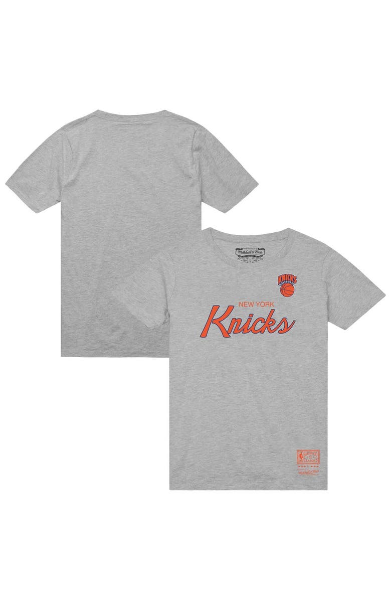 Mitchell & Ness Men's Mitchell & Ness  Heather Gray New York Knicks Big & Tall Hardwood Classics Vintage Wordmark T-Shirt, Main, color, Heather Gray
