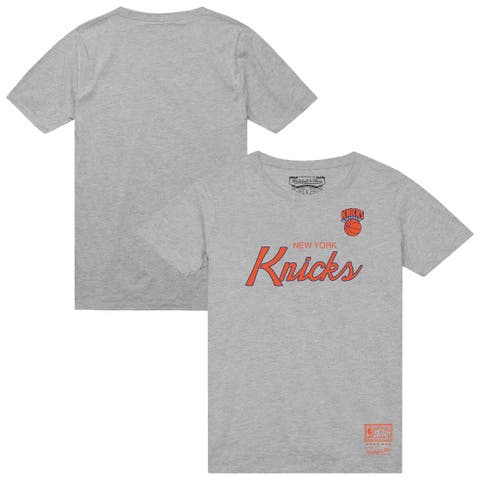Men's Mitchell & Ness  Heather Gray New York Knicks Big & Tall Hardwood Classics Vintage Wordmark T-Shirt