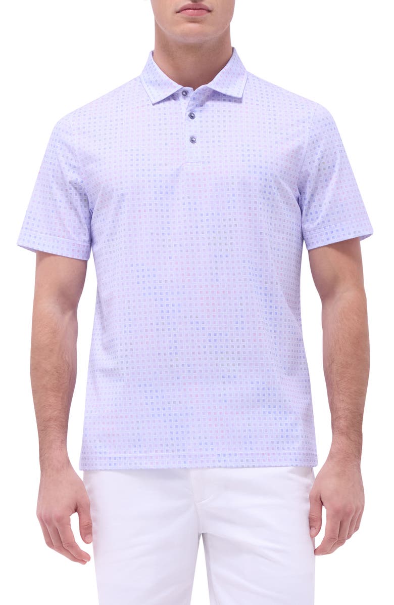 Bugatchi Victor OoohCotton<sup>®</sup> Geo Print Polo, Main, color, Lilac