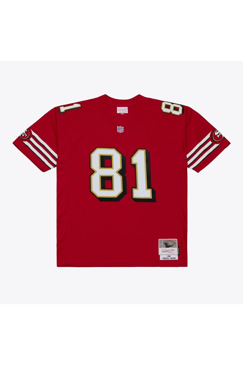 Men's Mitchell & Ness Terrell Owens Red San Francisco 49ers 1996 Legacy Replica Player Jersey, Main, color, Red