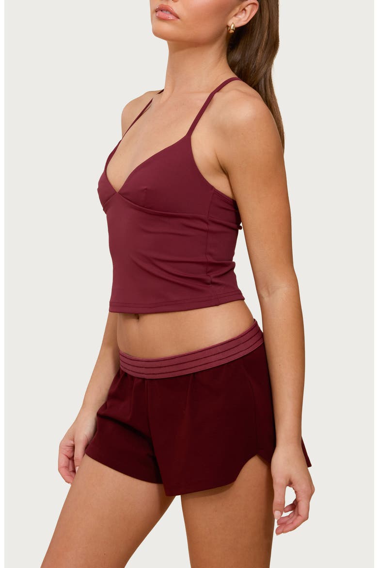 Felice Cross Back Crop Tank, Alternate, color, BURGUNDY
