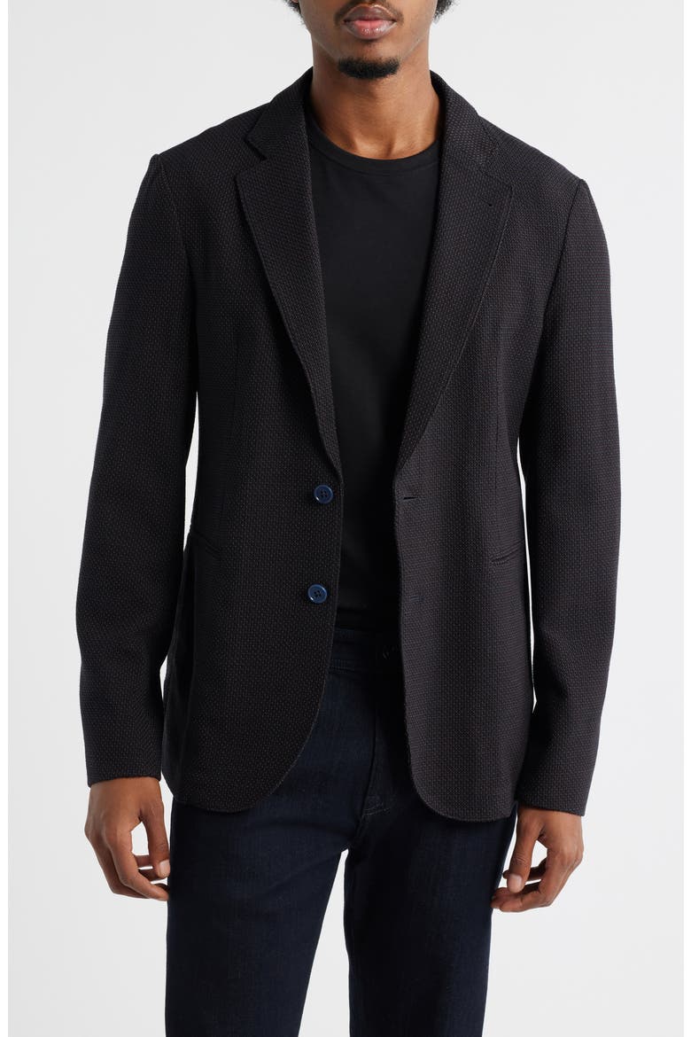 Brown Textured Stretch Wool Sport Coat, Main, color, BLACK/ BROWN