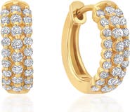 Crislu Triple Row Huggie Hoop Earrings