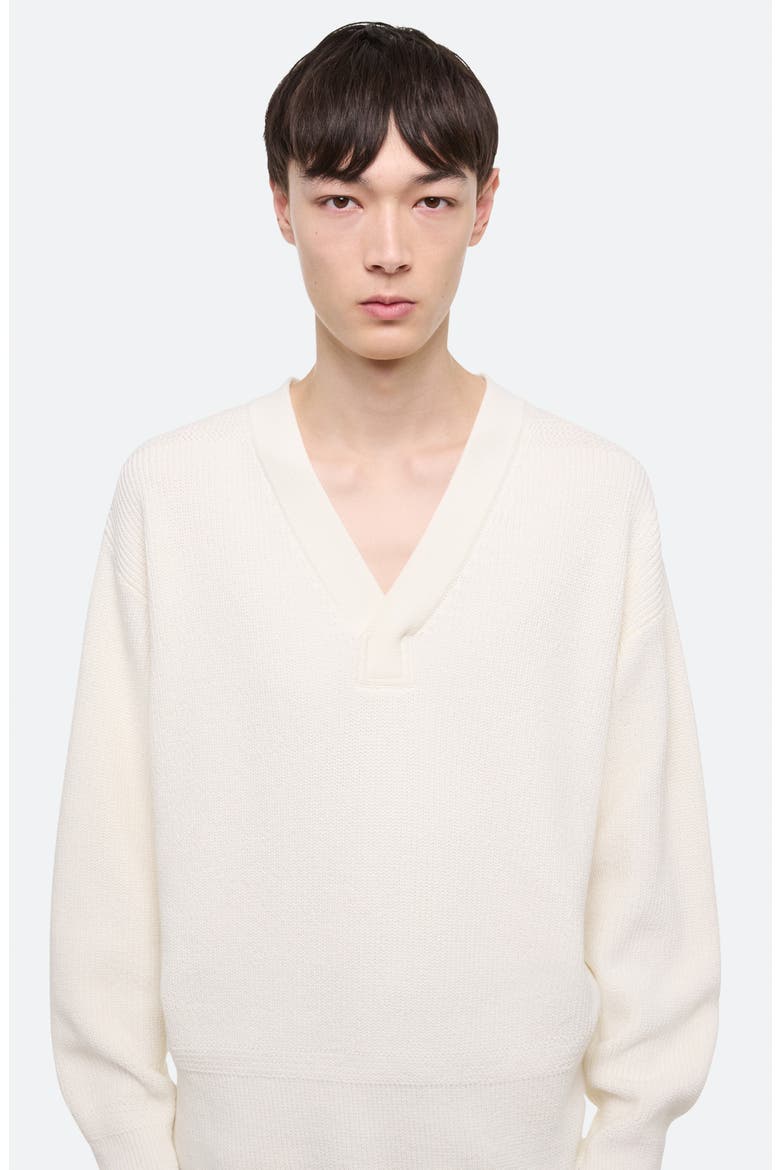 Giunon V-Neck Organic Cotton Sweater, Alternate, color, WHITE