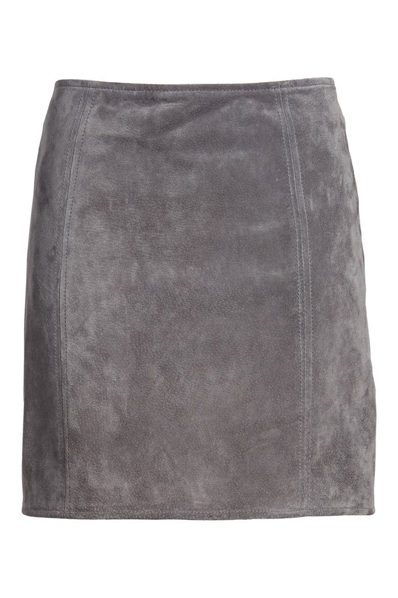 A-Line Suede Skirt, Alternate, color, SILVER SCREEN