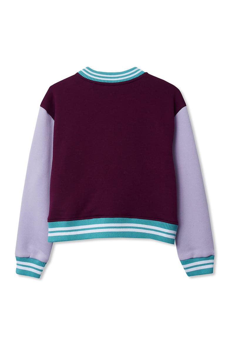 Girls Varsity Bomber Jacket, Alternate, color, Pennant/Plum/Purple