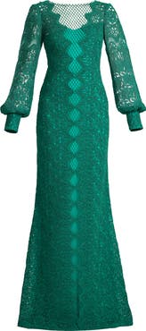Tadashi Shoji Long sleeve Corded Lace Gown