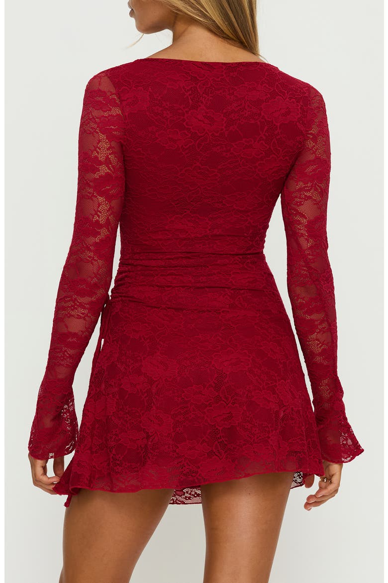 Airaella Long Sleeve Lace Minidress, Alternate, color, RED