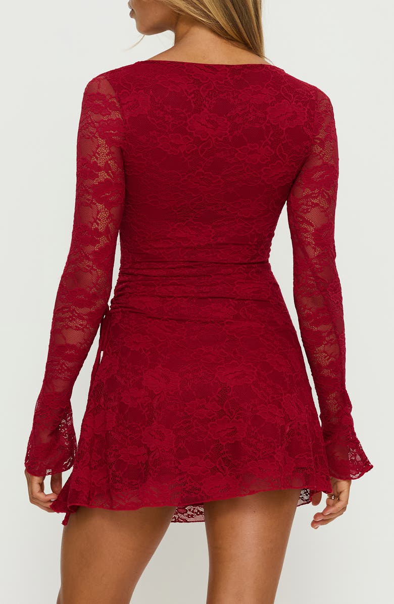 Princess Polly Airaella Long Sleeve Lace Minidress, Alternate, color, Red