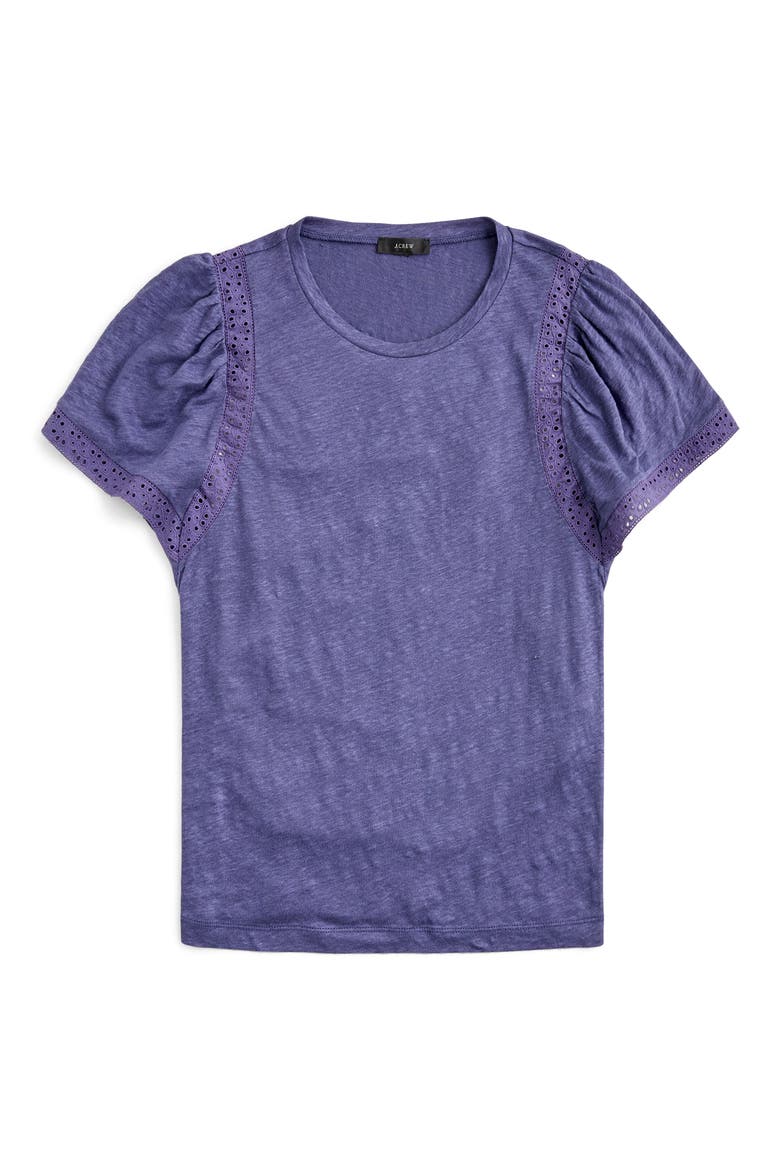 Linen Flutter Sleeve Tee, Main, color, ARCTIC OCEAN