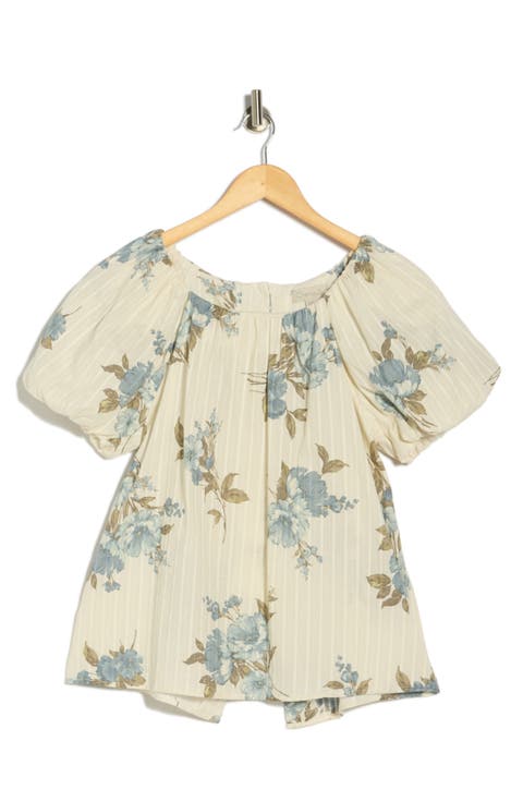 Print Puff Sleeve Top