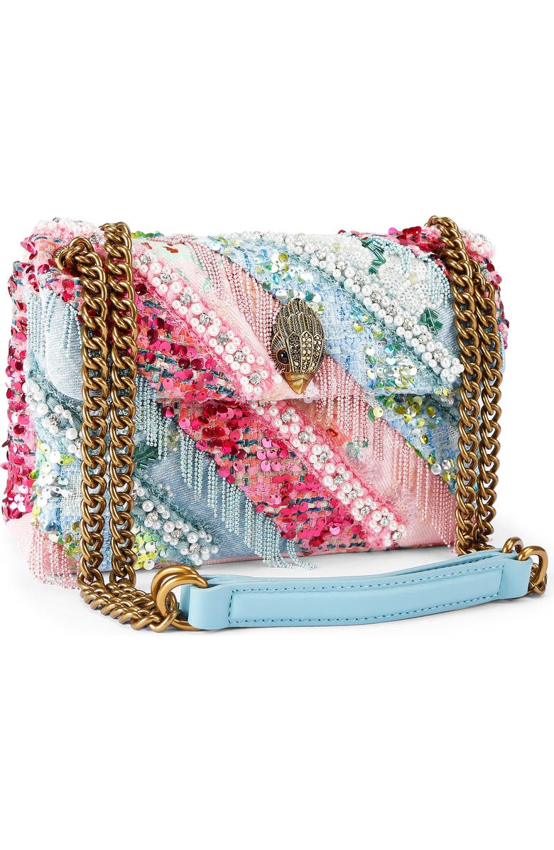 Kurt Geiger London Medium Kensington Beaded & Fringe Convertible Shoulder Bag, Alternate, color, Light/ Pastel Blue