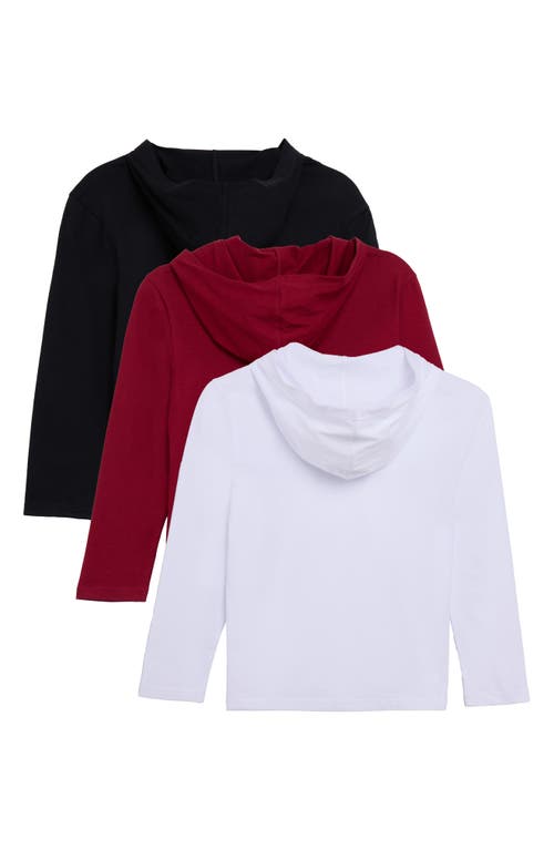X-ray Xray Kids' 3-pack Hooded Long Sleeve Cotton T-shirts In Multi