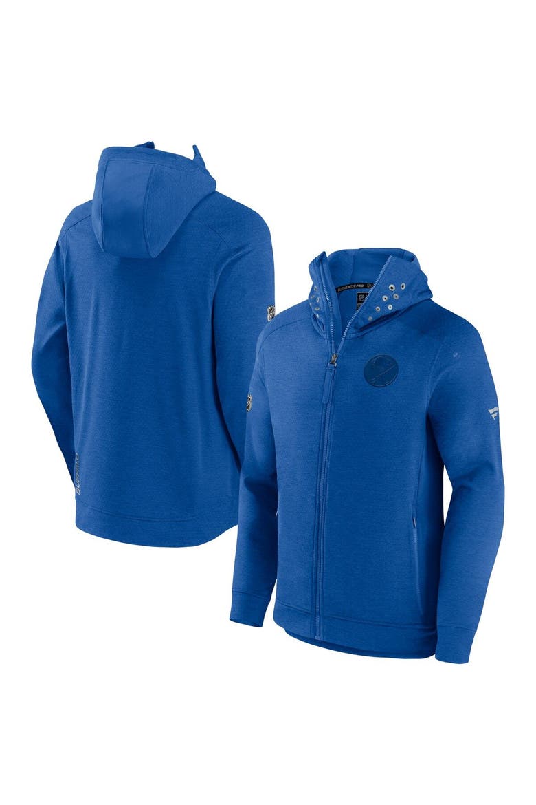 Men's Fanatics Branded Heather Royal Buffalo Sabres Authentic Pro Road Tech Full-Zip Hoodie Jacket, Alternate, color, Heather Royal