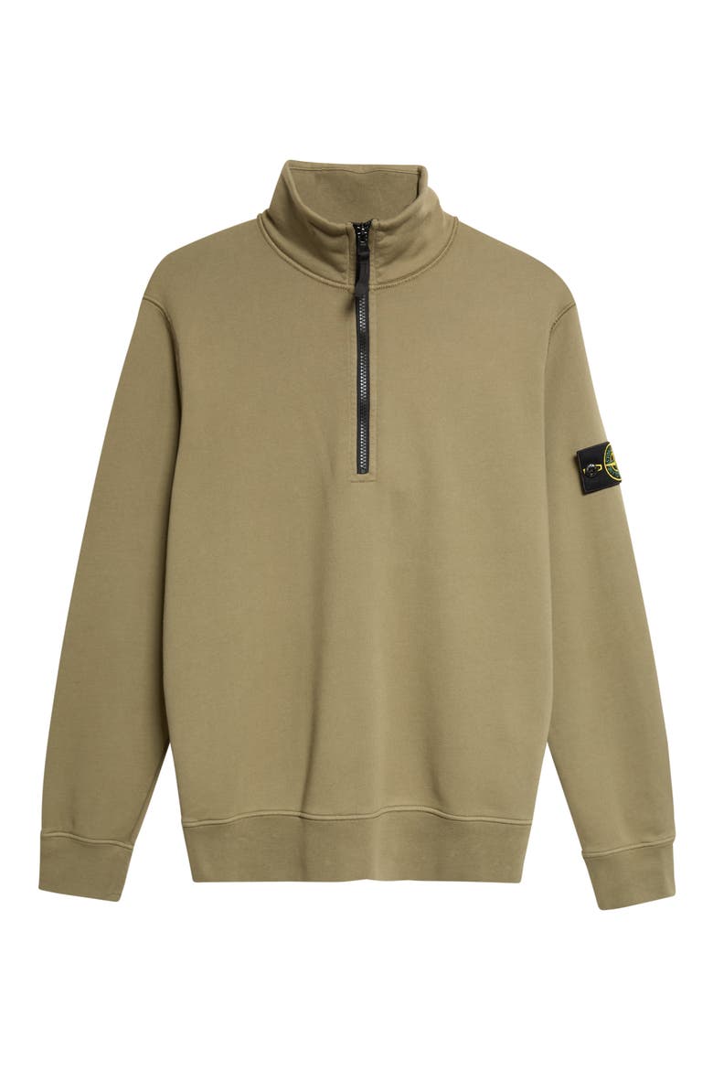 Compass Logo Patch Cotton Quarter Zip Sweatshirt, Main, color, V005G MILITARY GREEN
