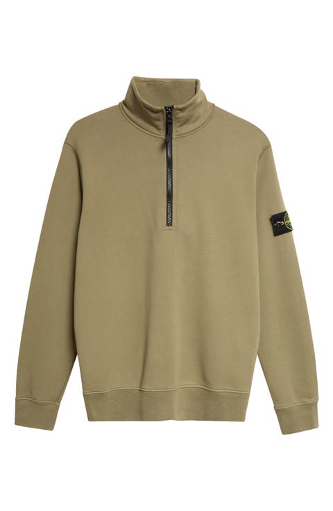Compass Logo Patch Cotton Quarter Zip Sweatshirt
