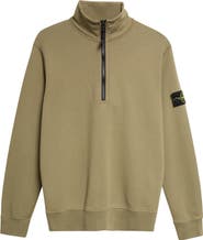 Stone Island Compass Logo Patch Cotton Quarter Zip Sweatshirt