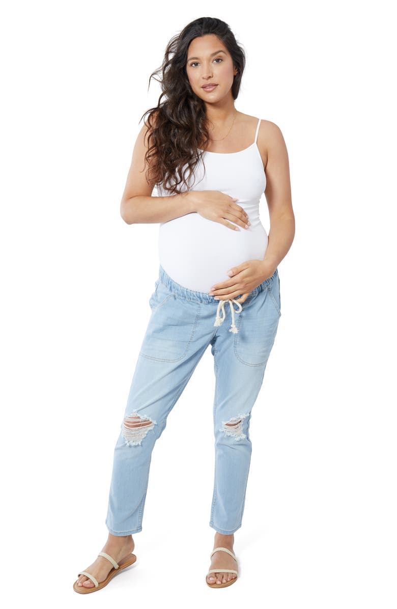Ingrid & Isabel<sup>®</sup> Drawstring Maternity Boyfriend Jeans, Alternate, color, 