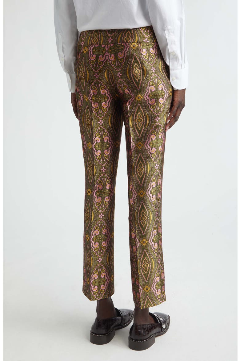 Paisley Jacquard Ankle Trousers, Alternate, color, MULTICOLOR ON GREEN BASE