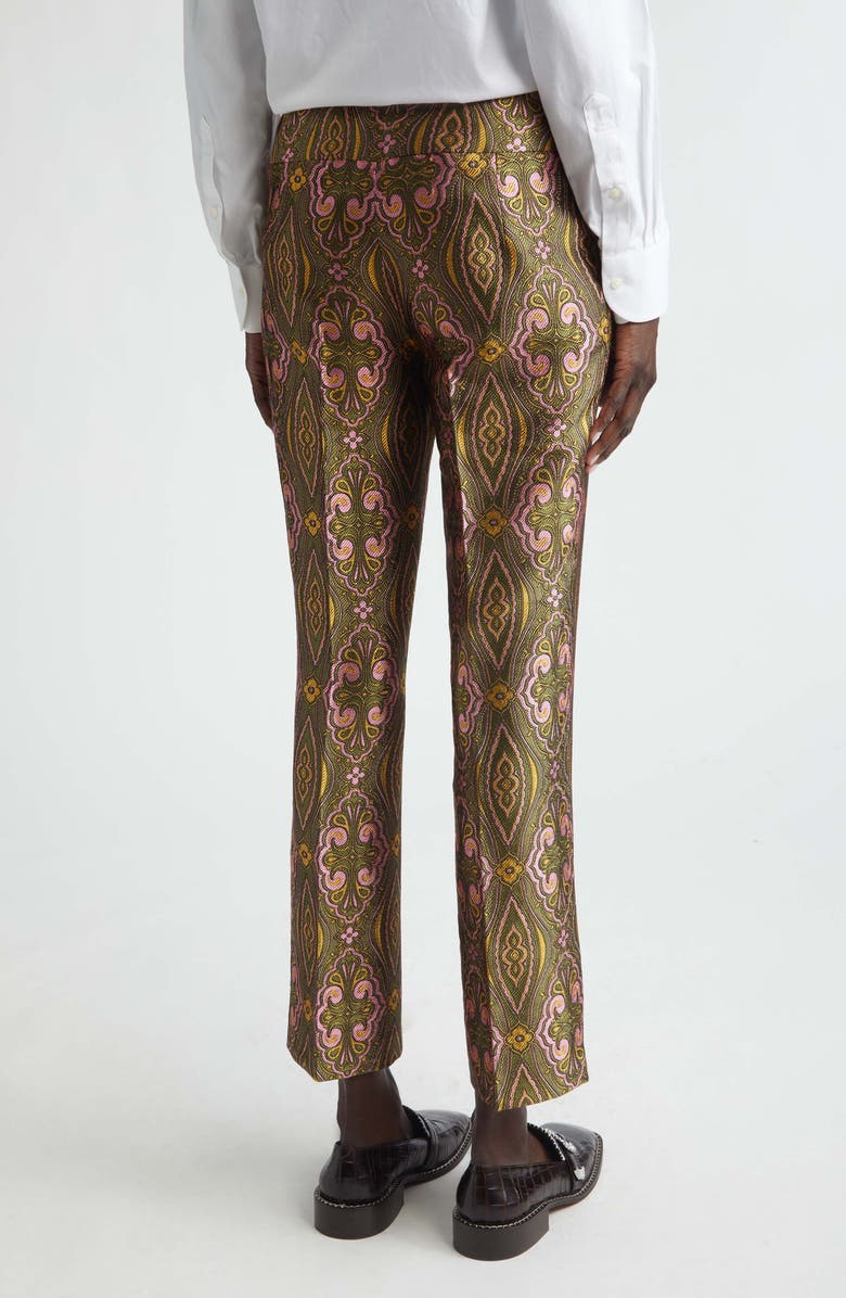Etro Paisley Jacquard Ankle Trousers, Alternate, color, Multicolor On Green Base