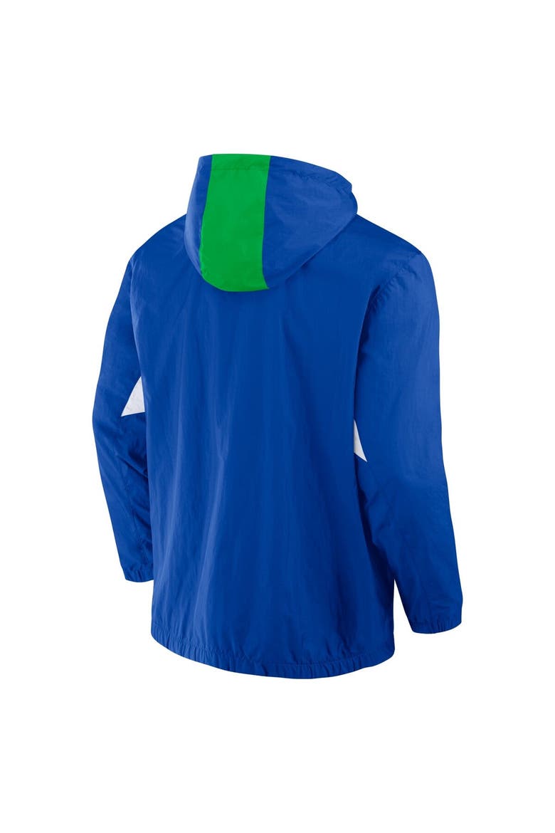 Men's Fanatics Royal Seattle Sounders FC Free Kick Woven Quarter-Zip Hoodie Jacket, Alternate, color, Blue