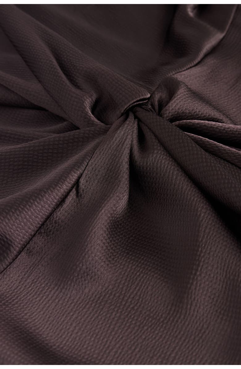 NEXT Short Sleeve Twist Front Midi Dress, Alternate, color, Brown