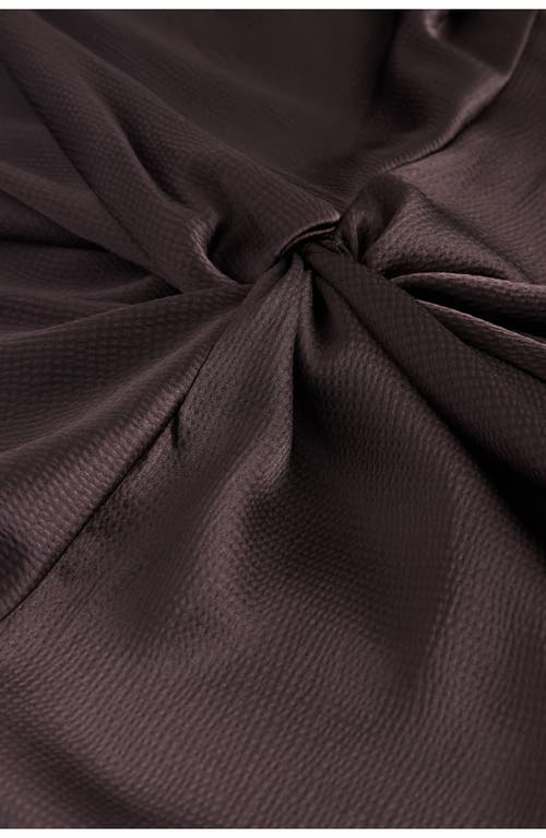 Next Short Sleeve Twist Front Midi Dress In Brown