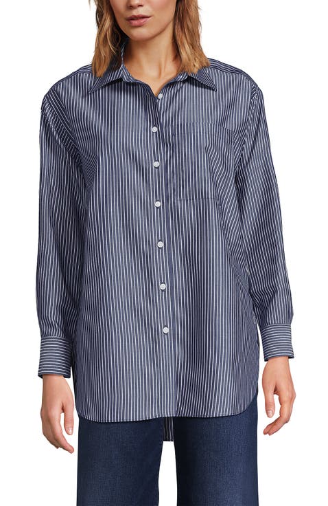 No Iron Oversized Poplin Extra Long Tunic