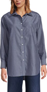 Lands' End No Iron Oversized Poplin Extra Long Tunic
