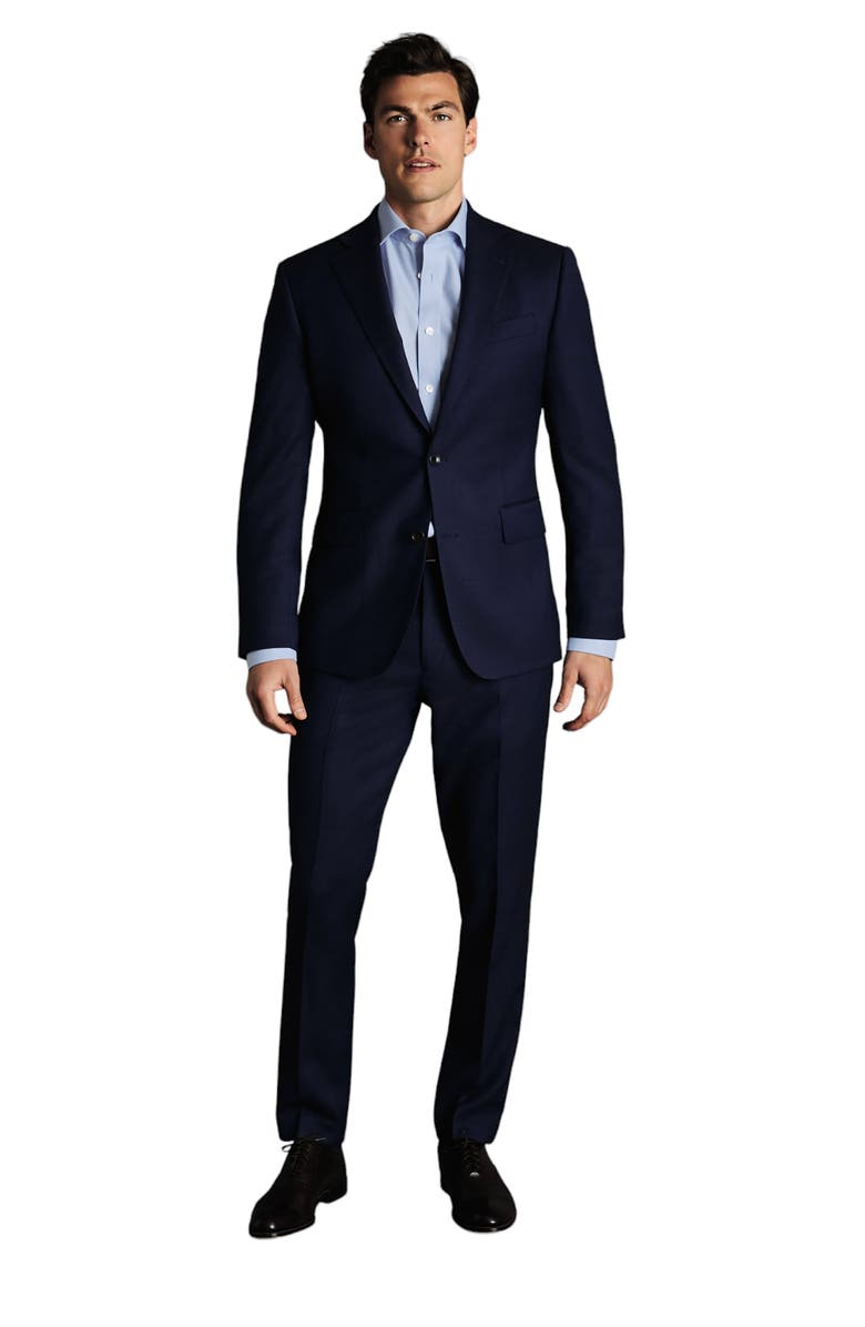 Charles Tyrwhitt Slim Fit Natural Stretch Birdseye Suit Jacket, Alternate, color, Indigo Blue