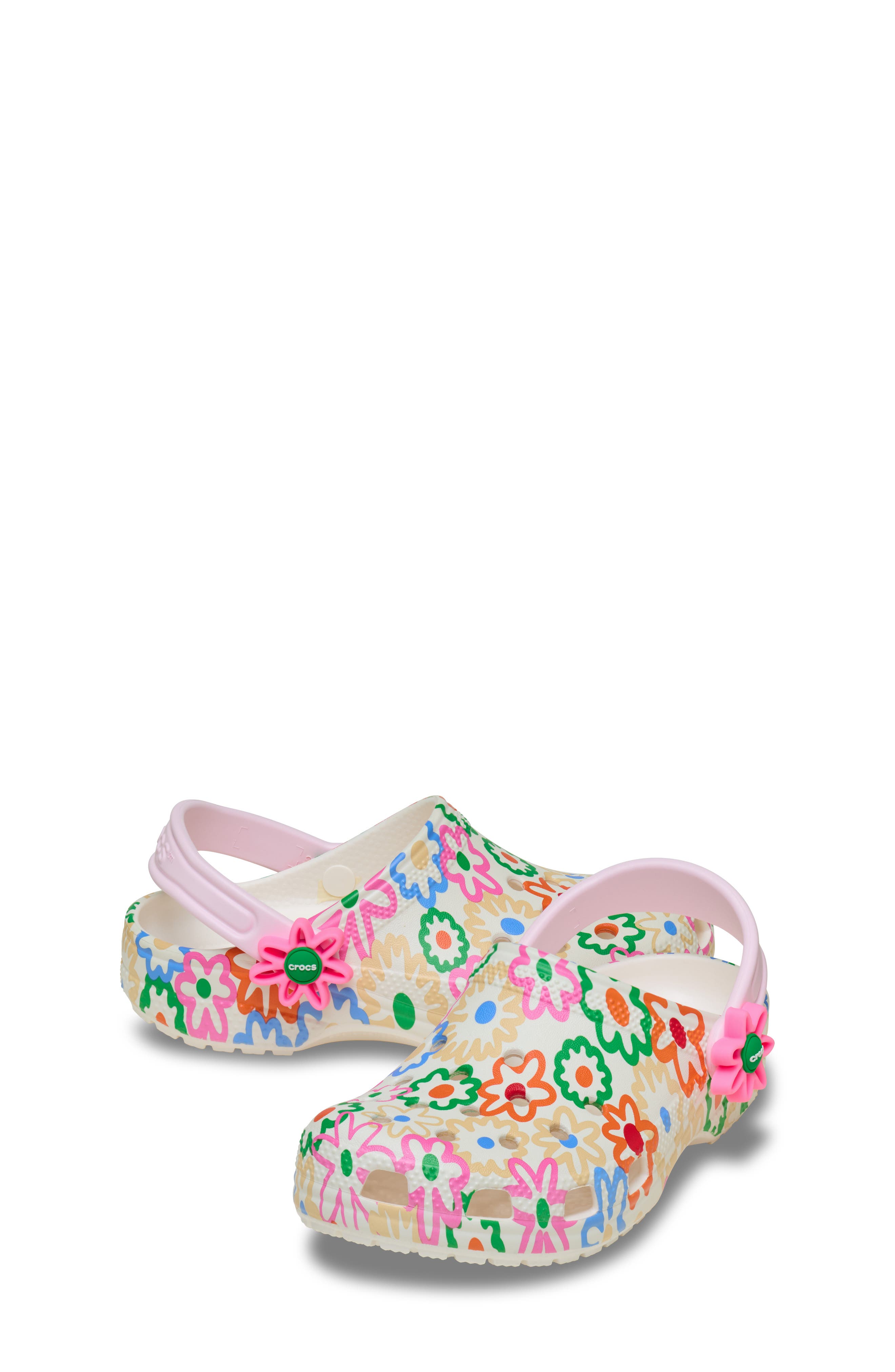 Kids' Classic Retro Flower Clog, Alternate, color, CHALK MULTI