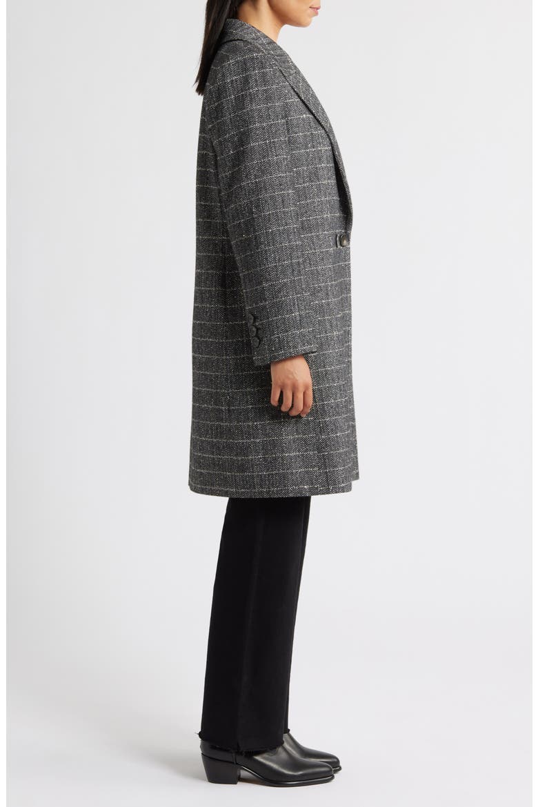 Double Breasted Notch Lapel Coat, Alternate, color, BLACK SPARKLE