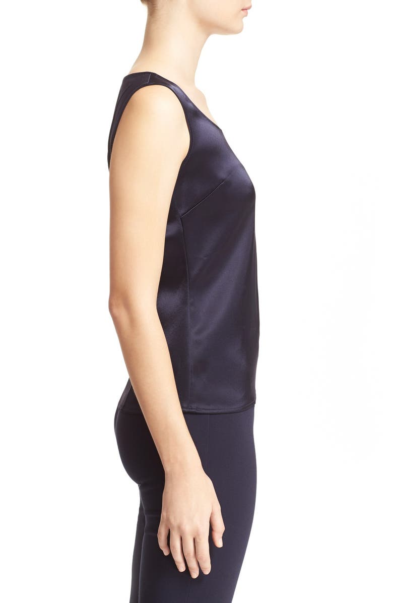 ST. JOHN Collection Liquid Satin Round Neck Shell, Alternate, color, Navy