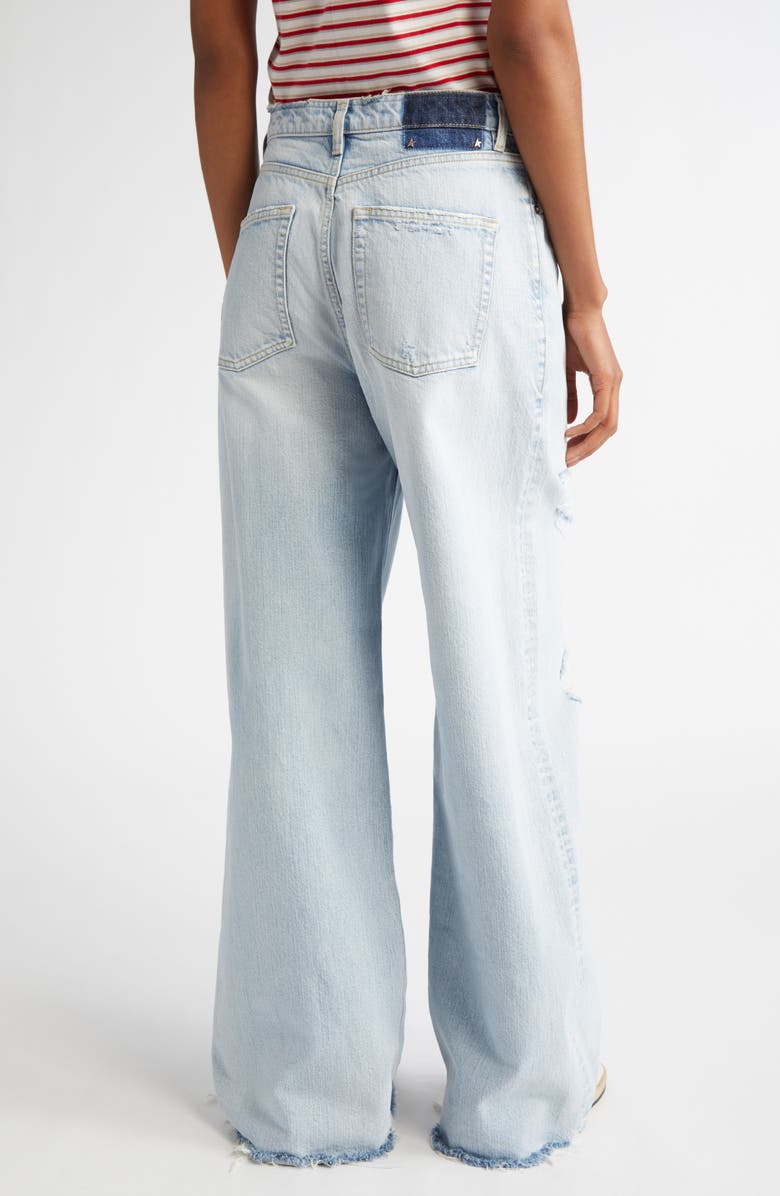Golden Goose Melody Distressed Raw Hem Wide Leg Jeans, Alternate, color, Cloud Blue