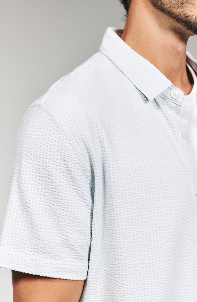 7 Diamonds Keaton Stripe Seersucker Short Sleeve Button-Up Shirt, Alternate, color, Grey