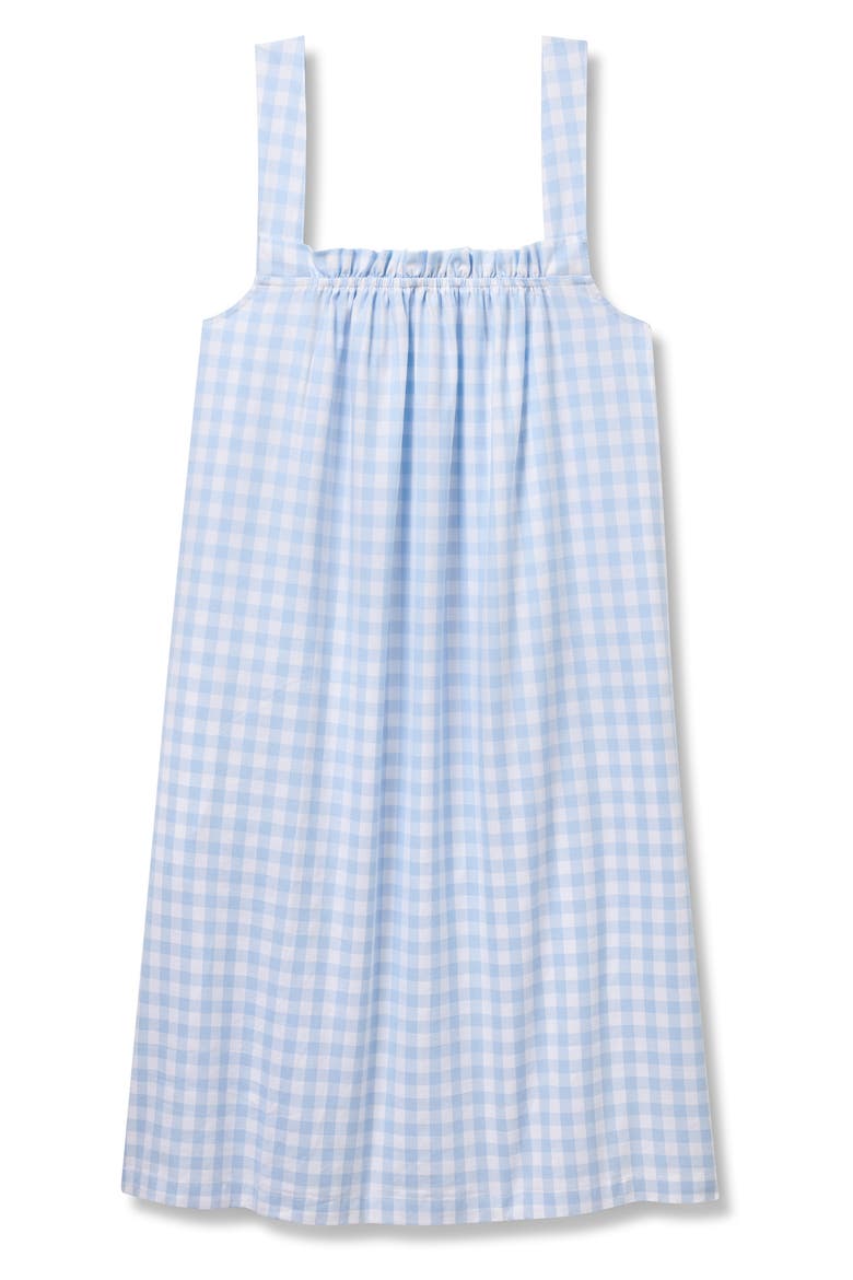 Annabelle Gingham Brushed Cotton Twill Nightgown, Alternate, color, BLUE