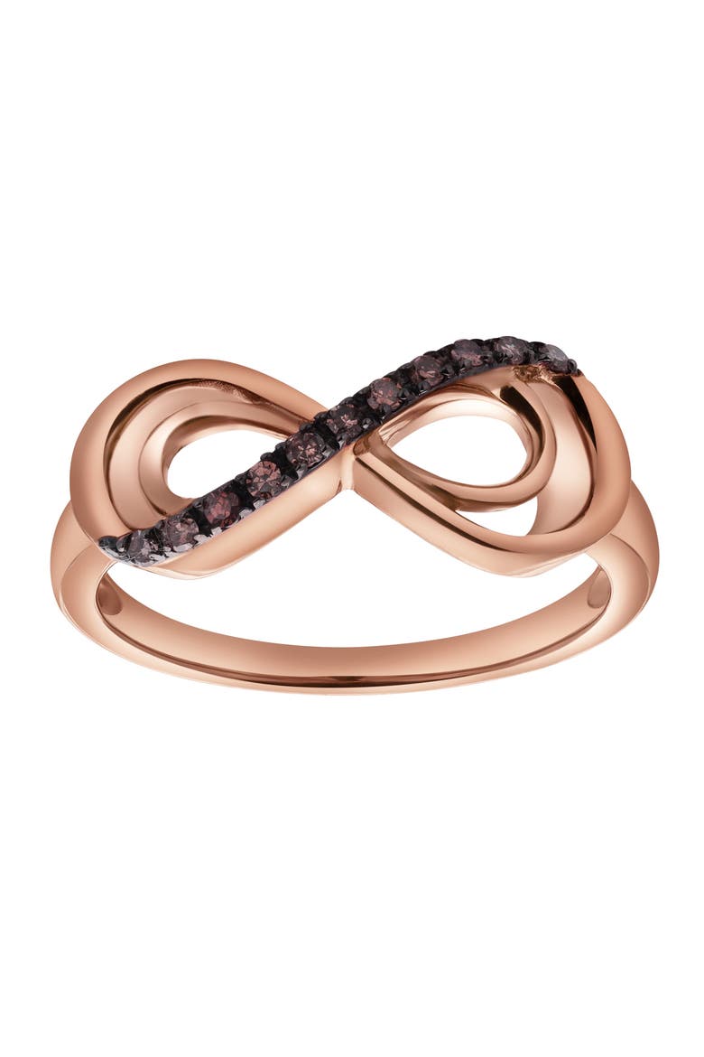 Linora Sterling Silver 0.08 Ct Natural Diamond Infinity Ring, Alternate, color, Pink Rhodium Sterling Silver