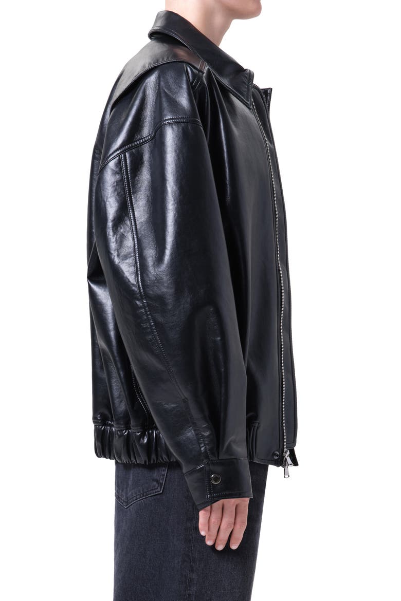 Aston Recycled Leather Bomber Jacket, Alternate, color, DETOX BLACK