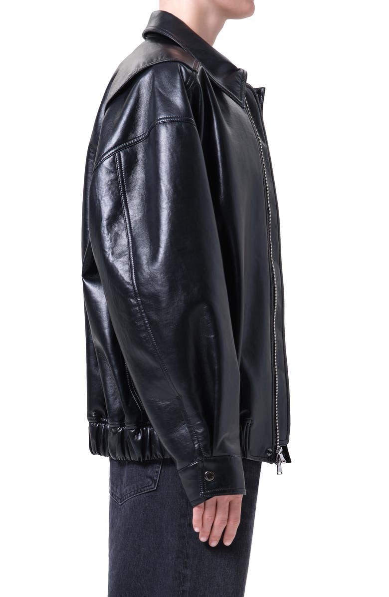 AGOLDE Aston Recycled Leather Bomber Jacket, Alternate, color, Detox Black