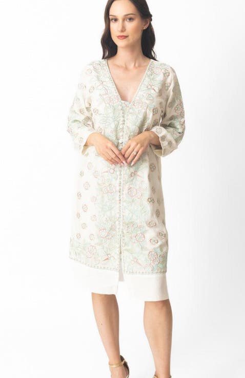 Keya Floral Embroidered Midi Dress