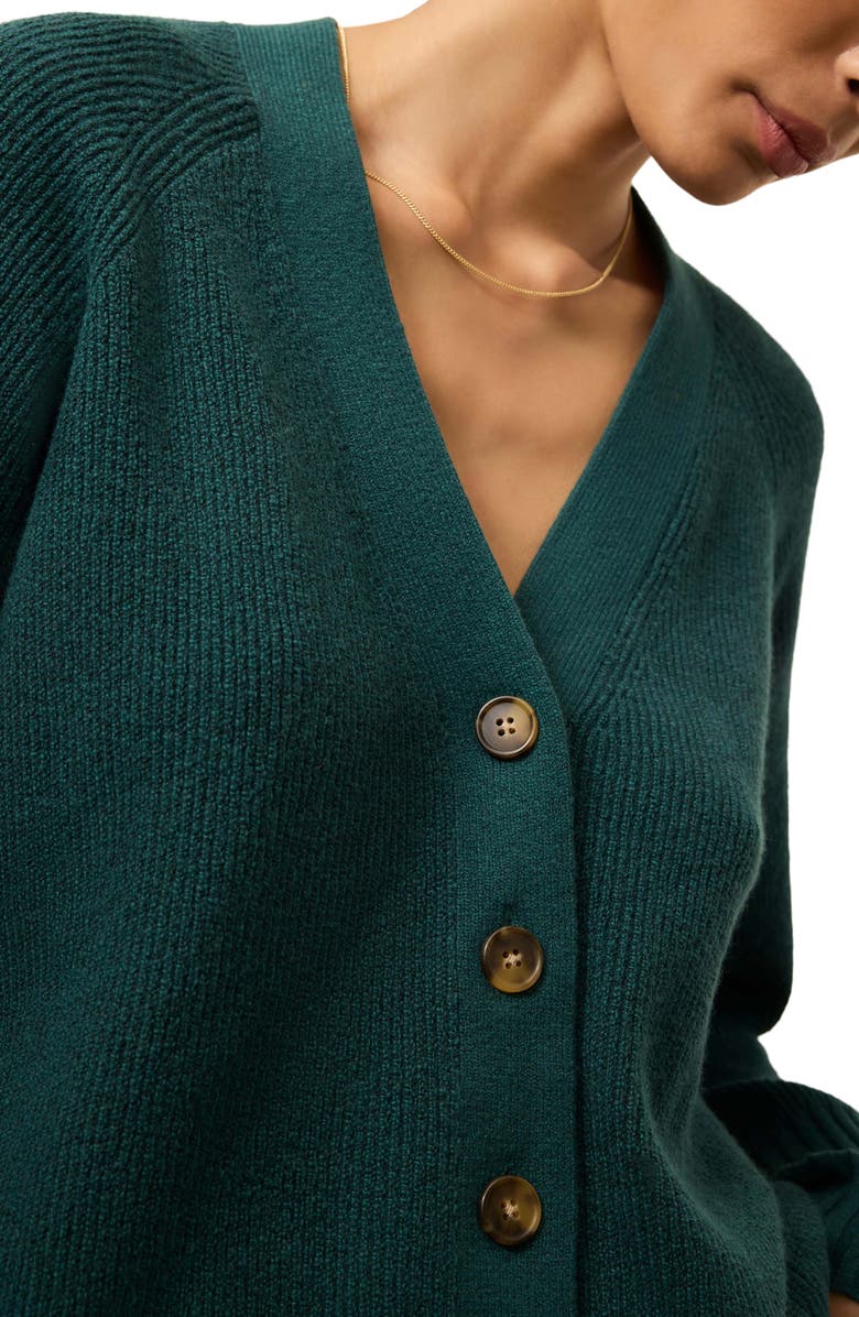 Faherty Jackson Rib V-Neck Cotton Blend Cardigan, Alternate, color, Seamoss