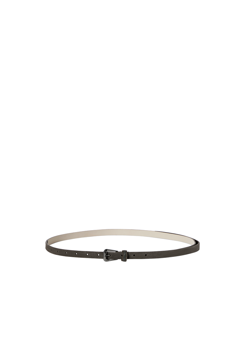 Suede belt with shiny loop, Alternate, color, Pepper