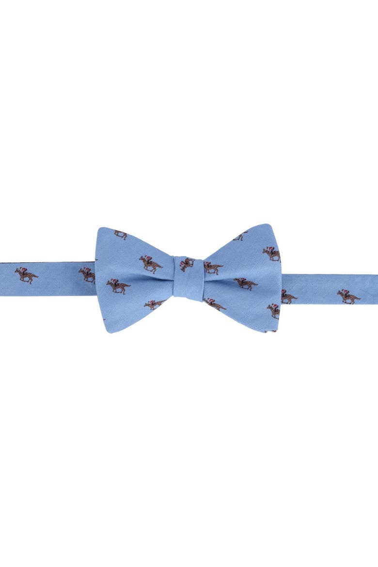 Down The Stretch Racehorse Linen Blend Bow Tie, Main, color, Light Blue