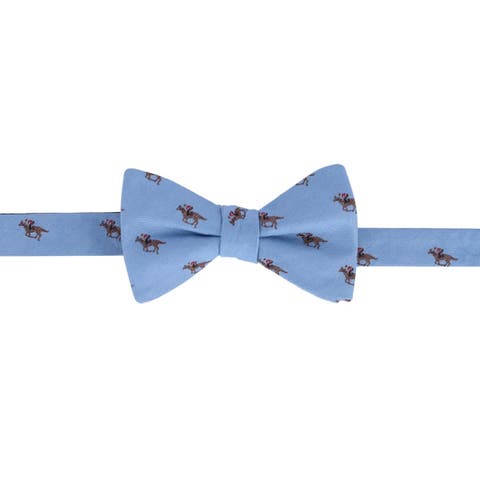 Down The Stretch Racehorse Linen Blend Bow Tie