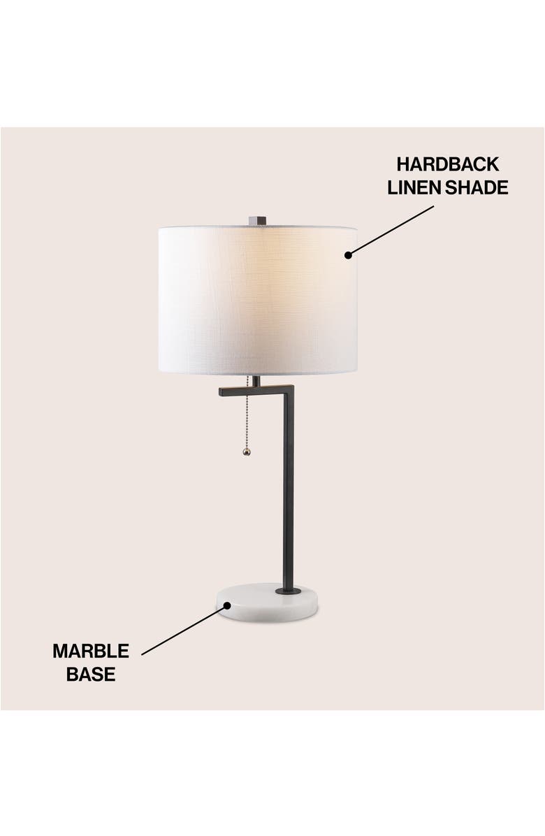JONATHAN Y Alyssa 24.5" Metal/Marble LED Table Lamp, Brass Gold/White, Alternate, color, Black