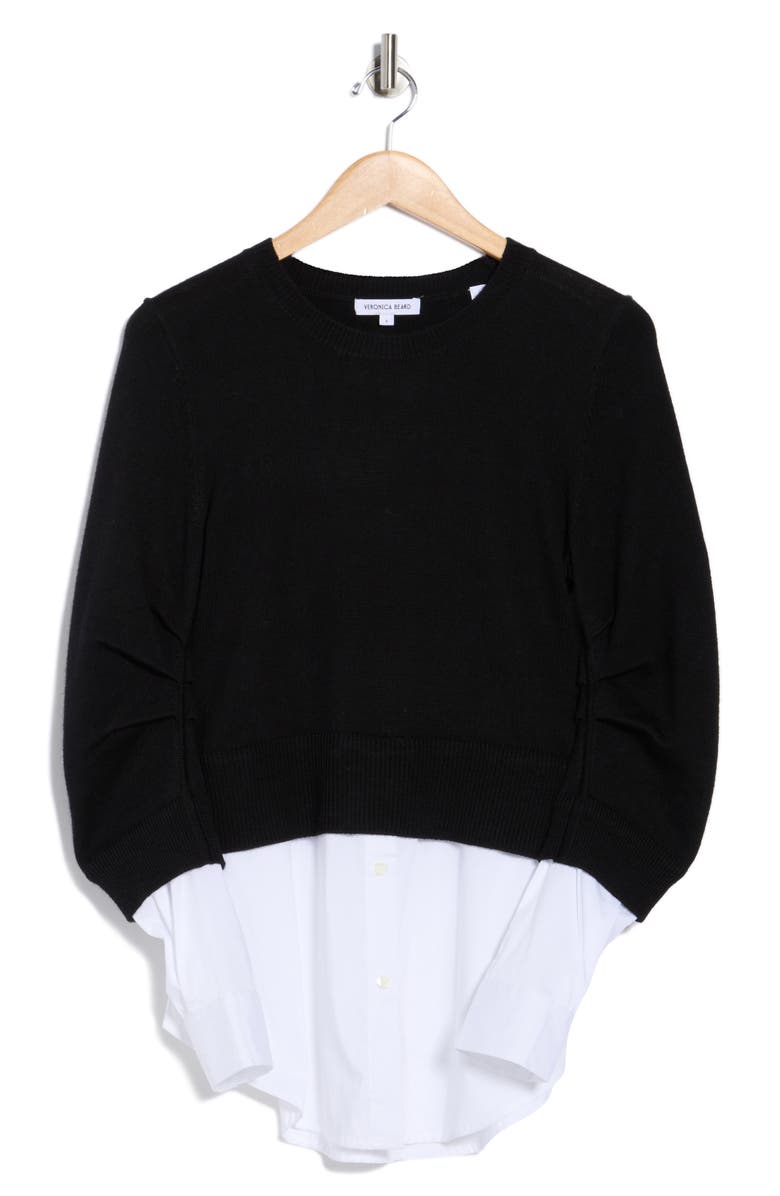 Veronica Beard Amirah Mixed Media Sweater, Alternate, color, Black