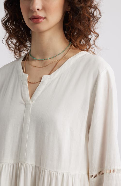 Shop Treasure & Bond Ladder Stitch Accent Linen Blend Tiered Minidress