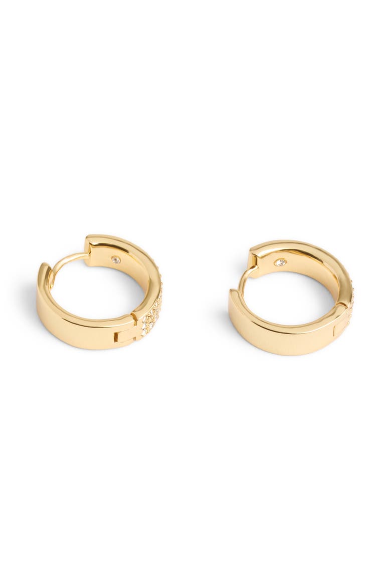 Pavé Crystal Huggie Hoop Earrings, Alternate, color, CRYSTAL/ GOLD